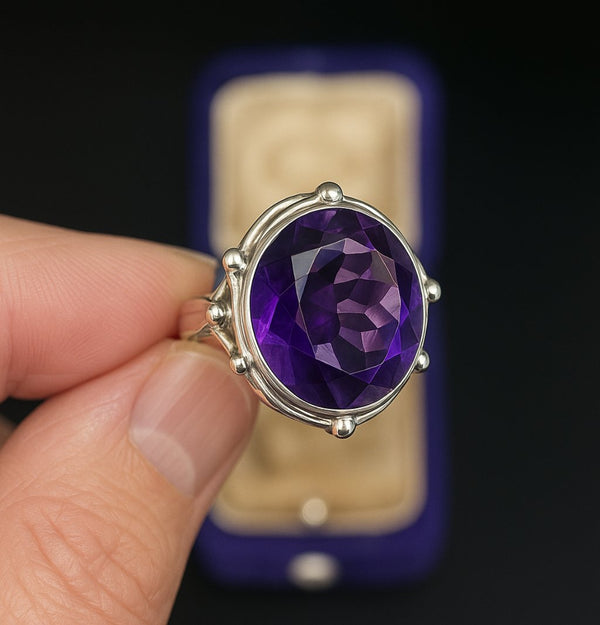 1930s Rhoda Wager Oval Amethyst Ring