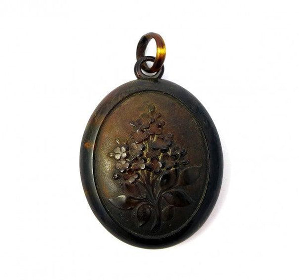 Victorian Floral Tortoiseshell locket - Irene Byrne & Co