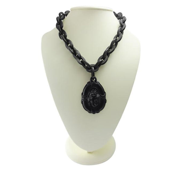 Victorian Vulcanite cameo necklace