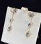 Vintage gold drop earrings with aquamarine and pearl, Edwardian jewelry design.
