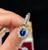 Vintage 1885 earrings by Erik Kollin featuring deep blue Ceylon sapphires set in silver and 14ct yellow gold with old cut diamonds.