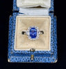 18ct white gold ring featuring a beautiful Ceylon sapphire and diamond accents, ideal for special occasions.