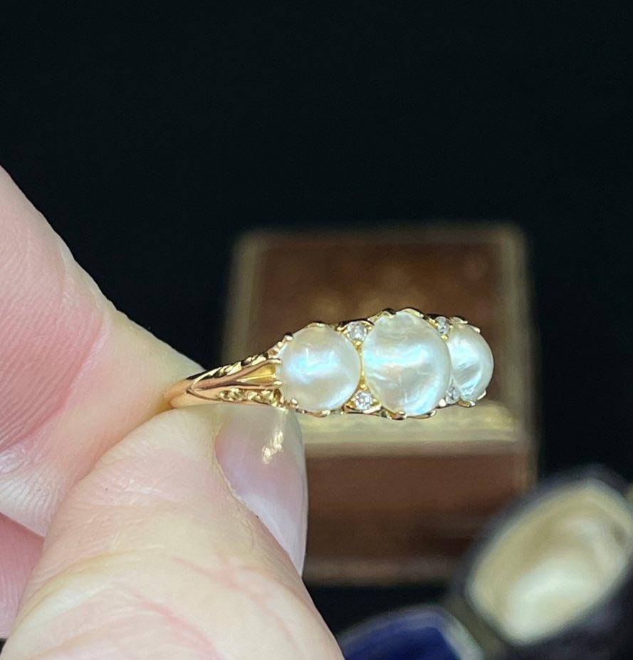 1914_Antique_Pearl_and_Diamond_Ring_with_18ct_Yellow_Gold_Setting