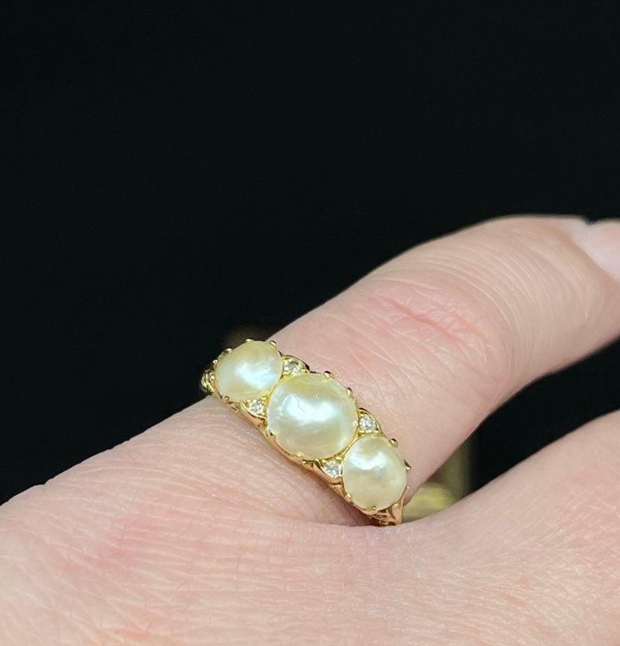 1914_Pearl_and_Diamond_Half_Hoop_Ring_in_Yellow_Gold