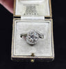 1920s antique diamond engagement ring, handmade 18ct white gold crossover mount with Old European centre diamond and single-cut accents