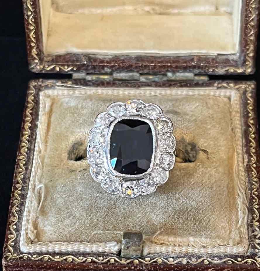 antique_Cushion_Cut_Sapphire_and_Diamond_Cluster_Ring