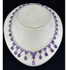 1930s sterling silver necklace with oval amethyst cabochons and articulated drop fringe