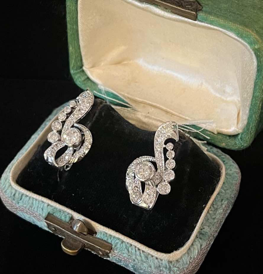 1930s_antique_Diamond_Cluster_Earrings
