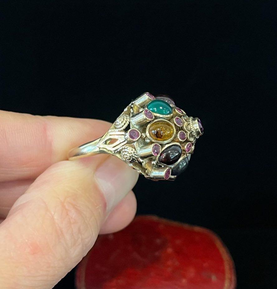 1950s_Multi_Gemstone_Cluster_Ring
