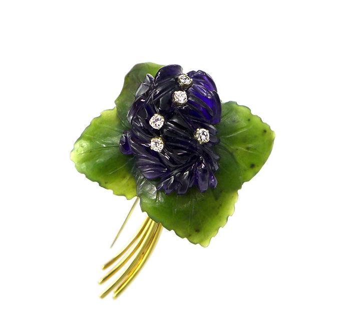 1960s Austrian Carved Floral Brooch