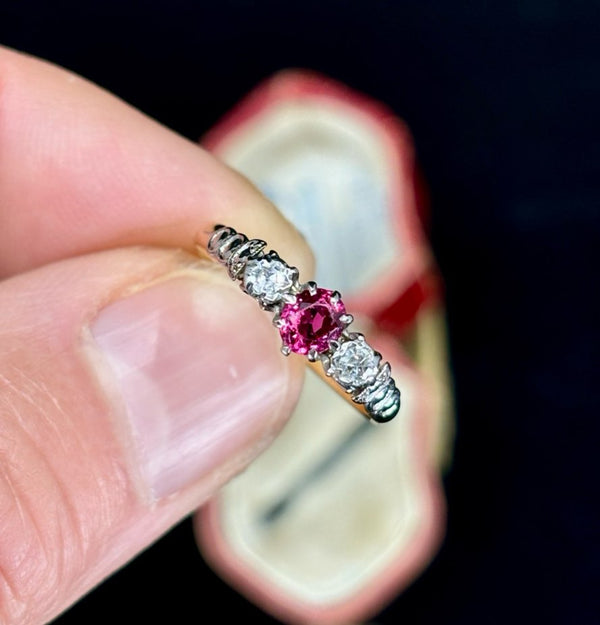 Vintage 1960s Oval Ruby and Diamond Ring