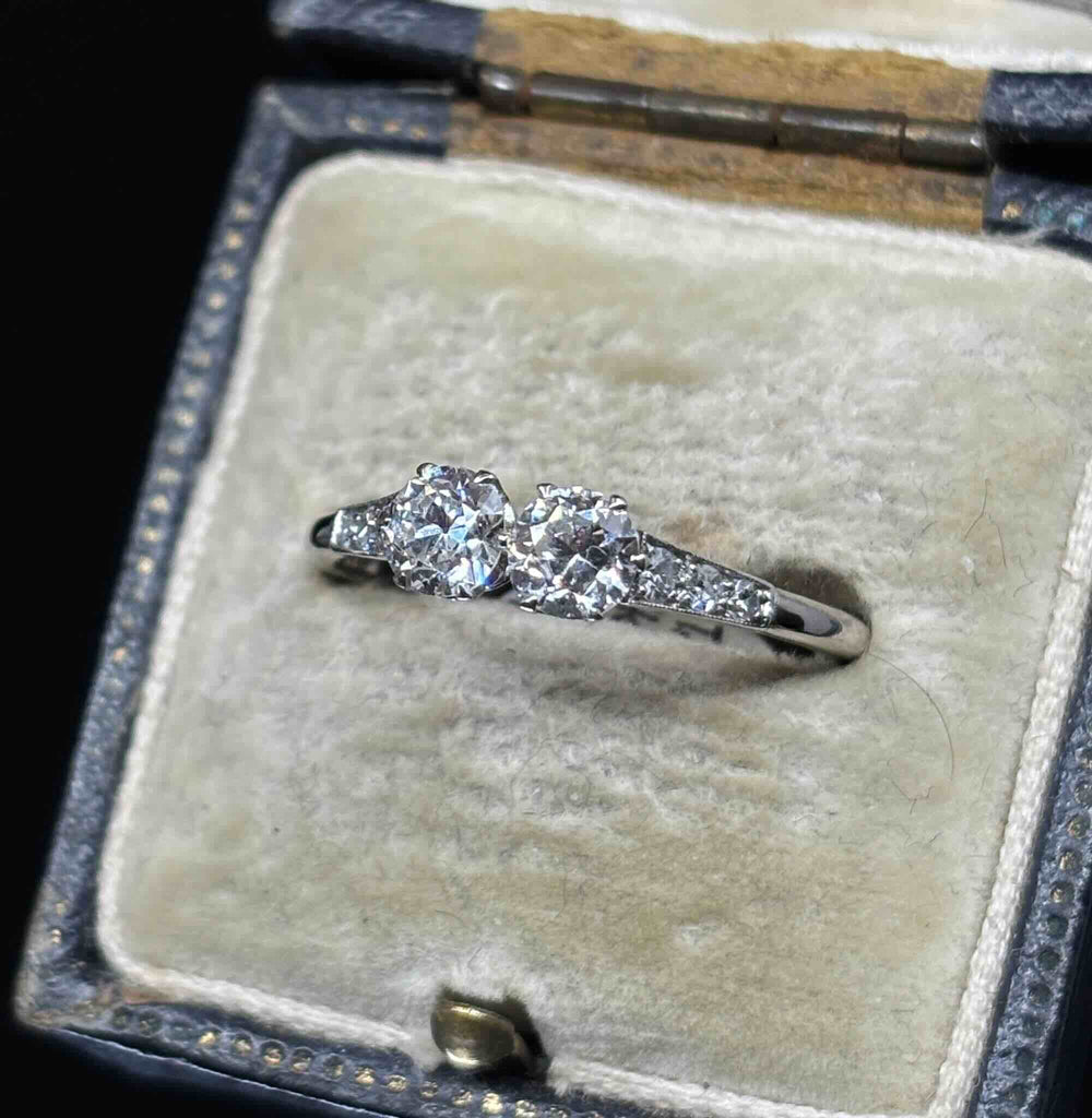 Antique Hardy Brothers diamond ring from 1920s Australia with old cut diamonds