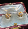 18ct gold old mine cut diamond earrings, angled detail view