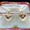 Edwardian 15ct trefoil diamond earrings, front view