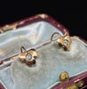 Edwardian 15ct trefoil diamond earrings, angled detail view