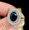 Australian Sapphire and Diamond Cluster Ring