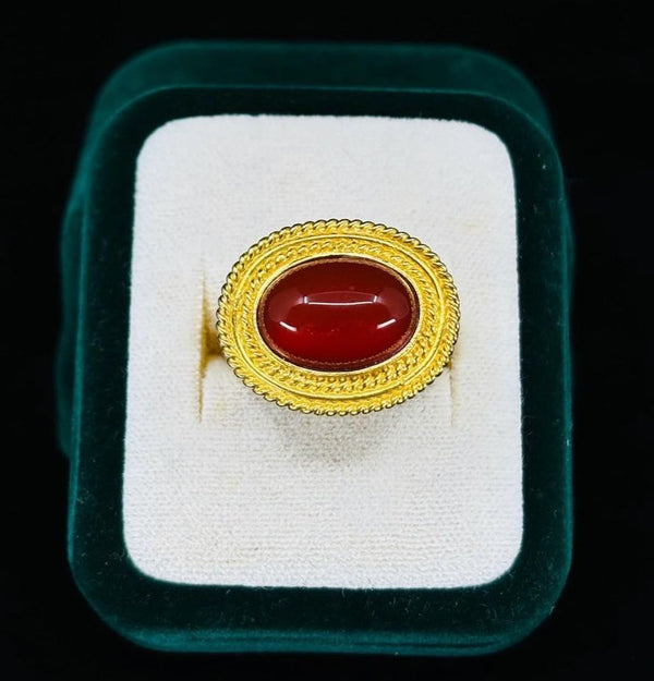 Etruscan Revival Carnelian Ring in 21ct Gold