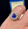 Antique engagement ring from the 1930s with a Ceylon sapphire and diamond design.