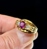 Antique 1930s ruby and diamond ring side view