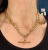 Victorian T-Bar chain with fancy star link pattern in 15ct yellow gold.