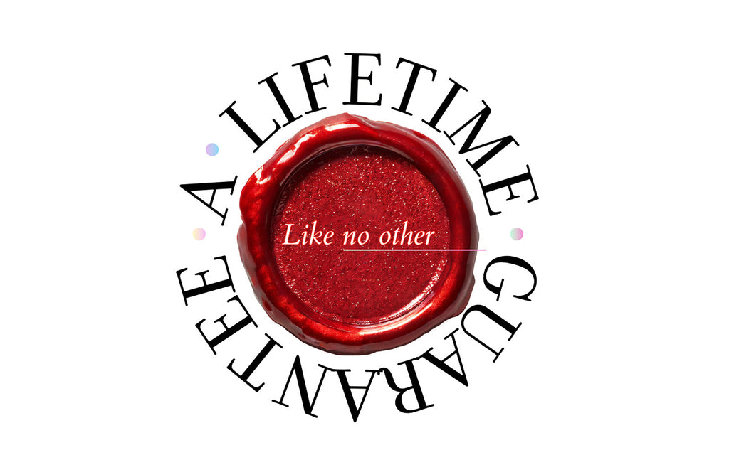 A red wax seal with black text around stating a lifetime guarantee like no other