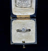 One of a kind Vintage 1950s diamond  solitaire engagement ring in antique ring box