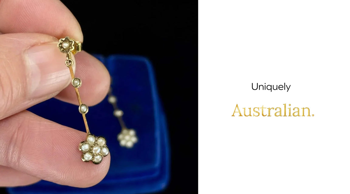 Uniquely Australian pearl flower posy cluster earrings in 9ct yellow gold
