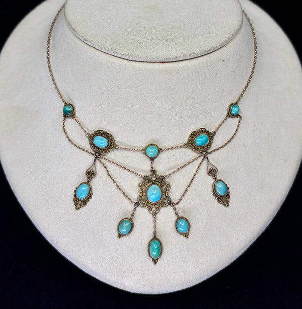 Victorian Turquoise Filigree Necklace