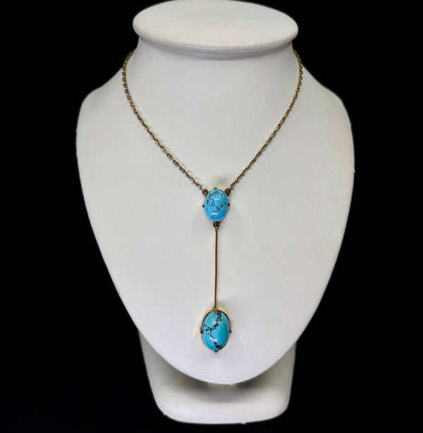 Antique Australian 9ct Johnson & Simonsen Drop Pendant Necklace