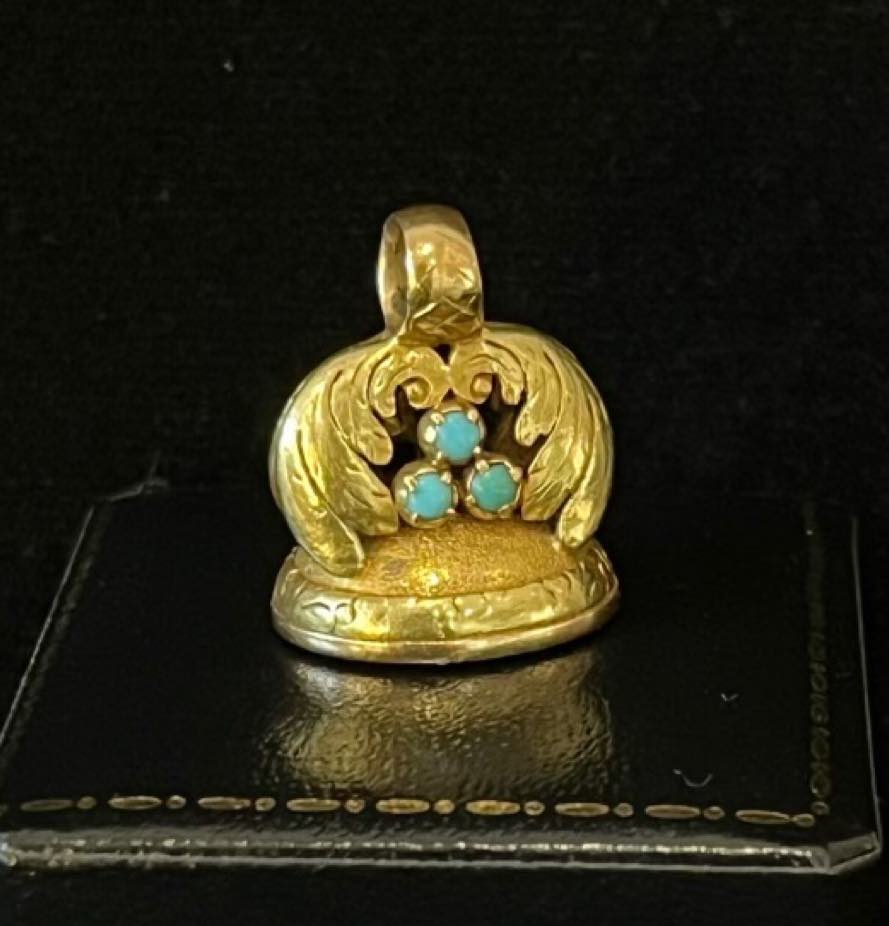 Victorian_18ct_Carnelian_Turquoise_Miniature_Fob_Seal