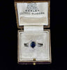 Vintage 1950s Sapphire and Diamond Platinum Ring with Unique Cluster Design