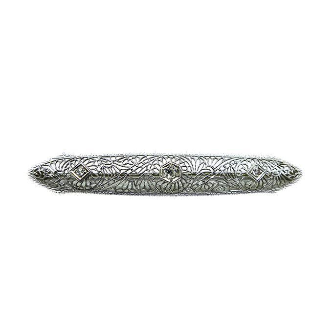 American 1940s diamond bar brooch