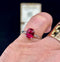 Antique 1920s platinum 3.04ct untreated cushion cut ruby and baguette diamond ring by Raymond Yard