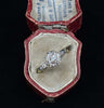 Antique 1920s posy cluster ring close-up of nine-stone Old European cut diamond cluster totaling 0.45ct.