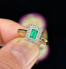 Antique Deco emerald and diamond cluster ring on 1.6mm band.