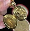 Antique locket featuring a raised crown and anchor motif within a heraldic banner, 15ct yellow gold Victorian pendant