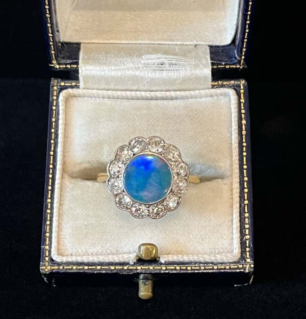 antique_Opal_and_Diamond_Round_Cluster_Ring