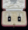Black onyx and round brilliant diamond earrings, vintage‑style Art Deco design in 9ct white gold