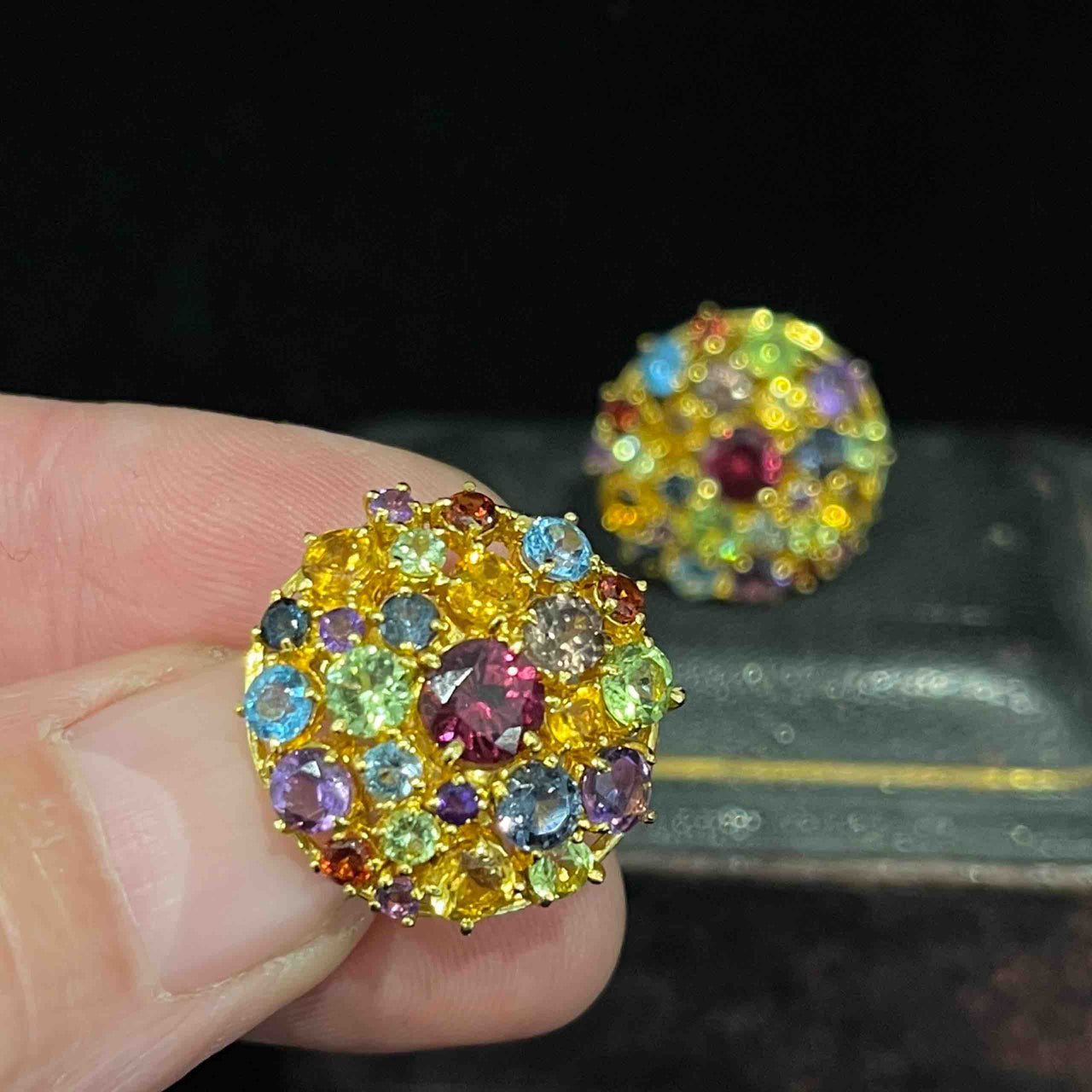 Colourful_Gemstone_Round_Cluster_Earrings