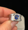 Contemporary White Gold Royal Blue Sapphire Ring - Irene Byrne & Co