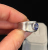 Contemporary White Gold Royal Blue Sapphire Ring - Irene Byrne & Co