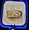 Early Victorian fede gimmel ring in antique gold with clasped hands symbolising love and unity