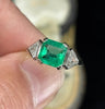 Emerald ring vintage Art Deco collector piece, signed Birks, striking medium-green emerald and diamond accents.