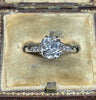 Close-up of a 2.45ct hand-cut old mine diamond set in 18ct white gold with eight claws.
