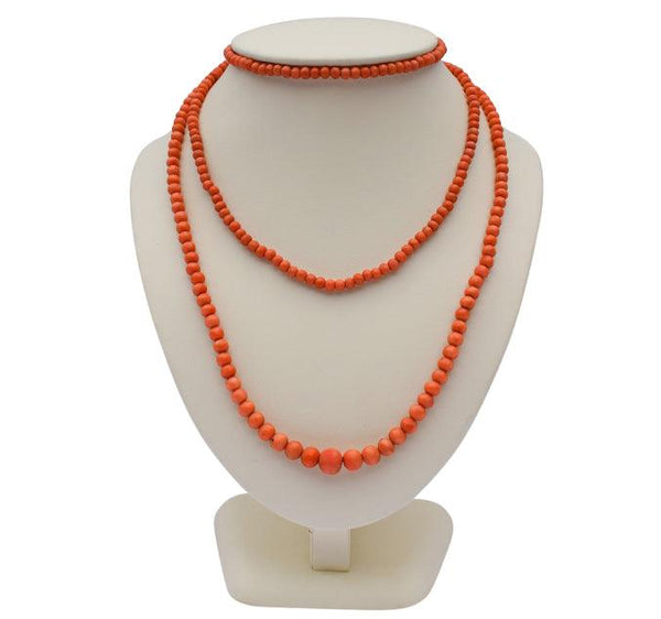 Victorian graduating coral bead necklace