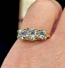 Mid-century 1960s claw-set diamond trilogy ring.