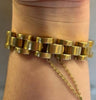 Mid-century Egyptian 18ct yellow gold buckle link bracelet clasp detail