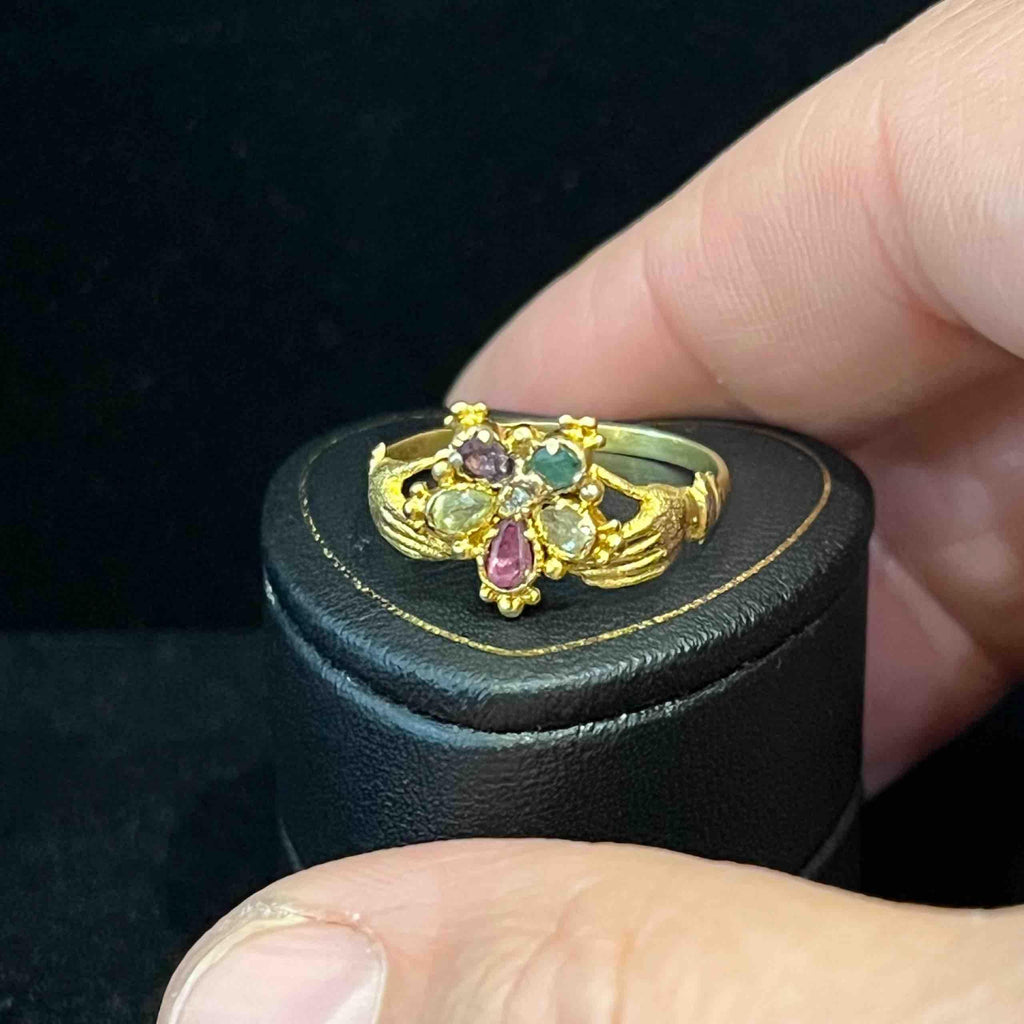 RARE_Georgian_18ct_Fede_REGARD_Posy_Cluster_Ring