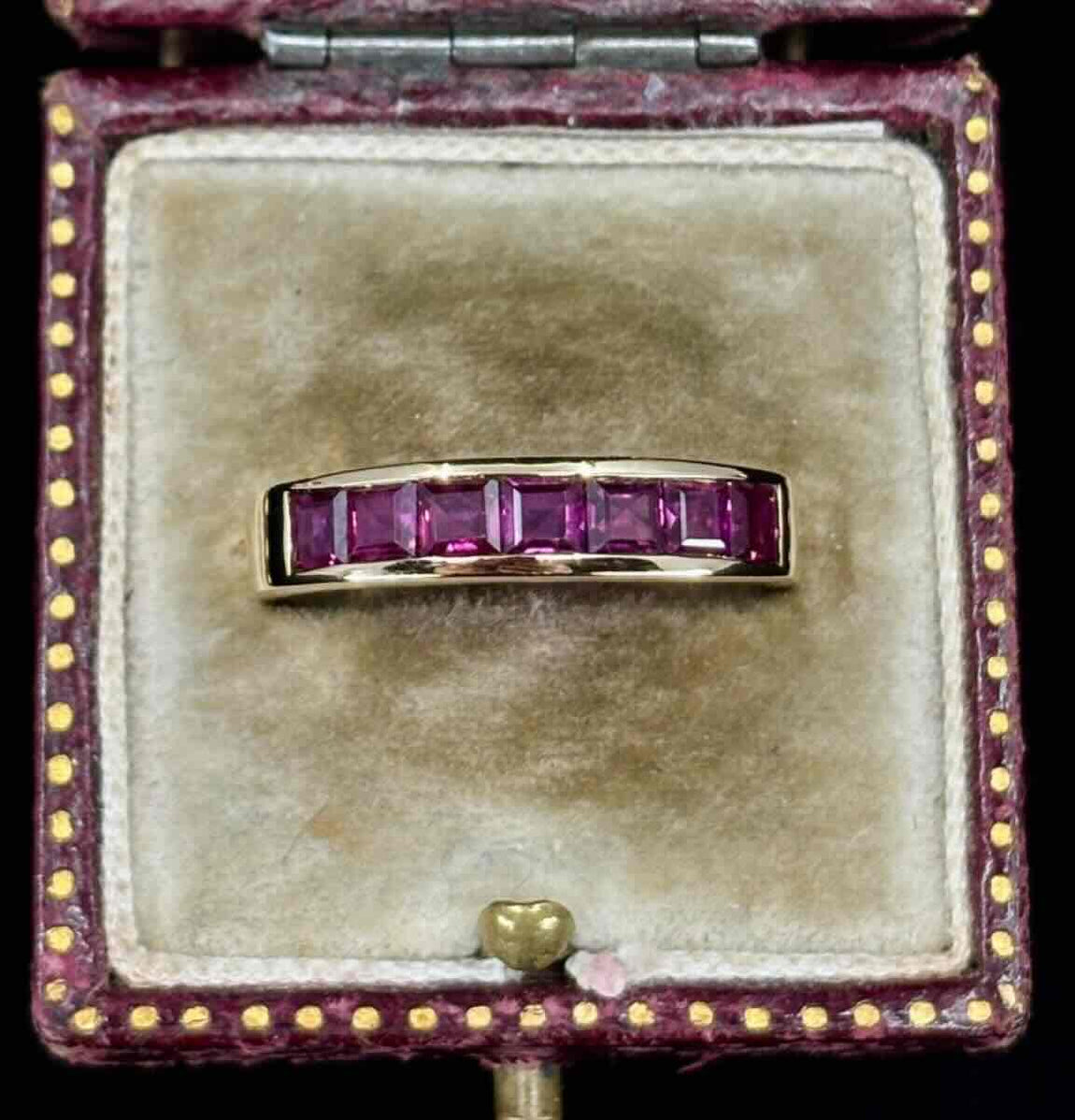 Square Cut Ruby Eternity Ring in 18ct Yellow Gold– Irene Byrne & Co