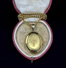 Victorian 15ct yellow gold oval locket circa 1880 with crown and anchor heraldic banner — antique locket for keepsakes